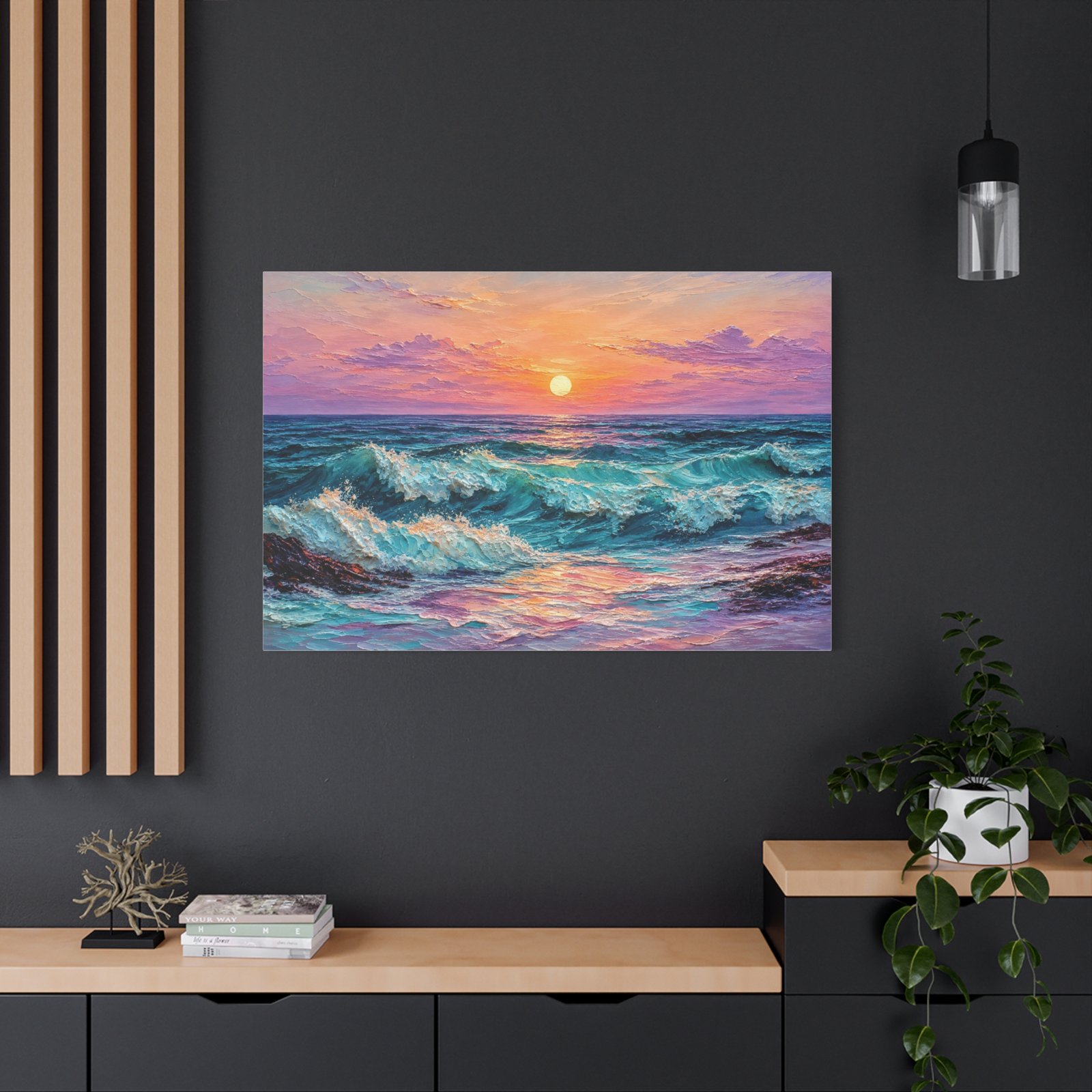 Sunset Ocean Waves Matte Canvas Print — Seaside Beach Wall Art - Image 44