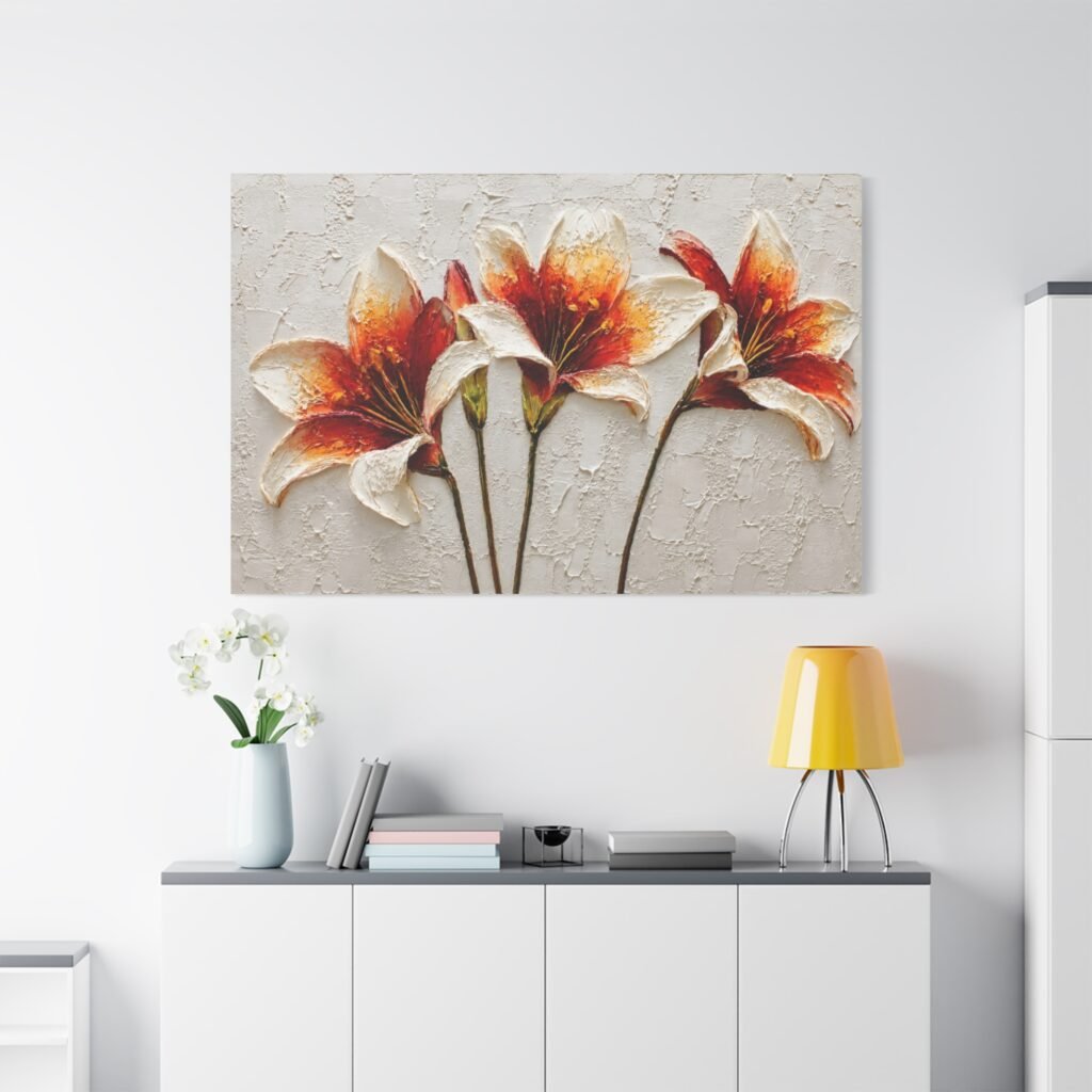 Orange Lily Floral Matte Canvas Wall Art, Stretched 1.25"