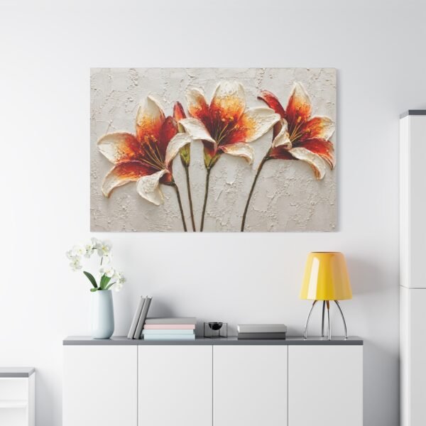Orange Lily Floral Matte Canvas Wall Art, Stretched 1.25" - Image 1