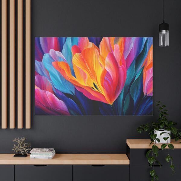 Vibrant Abstract Floral Matte Canvas Print — Colorful Petal Wall Art (Stretched) - Image 4