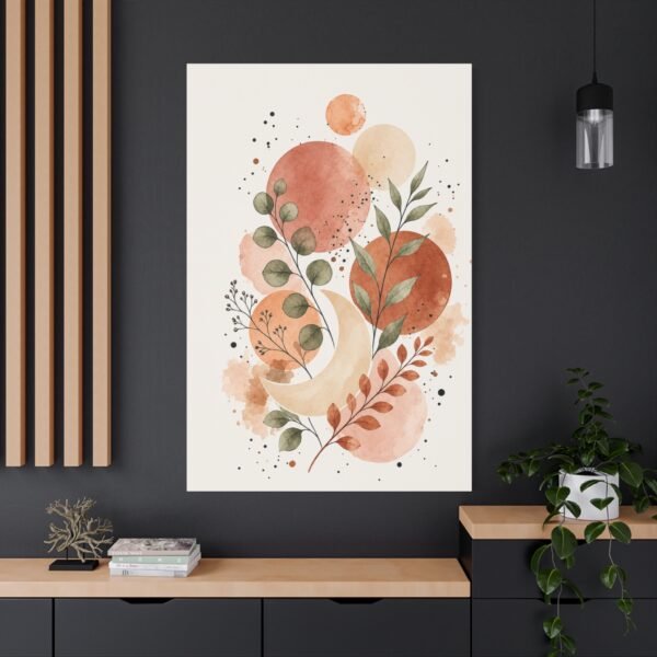 Boho Moon & Foliage Matte Canvas Wall Art - Image 4