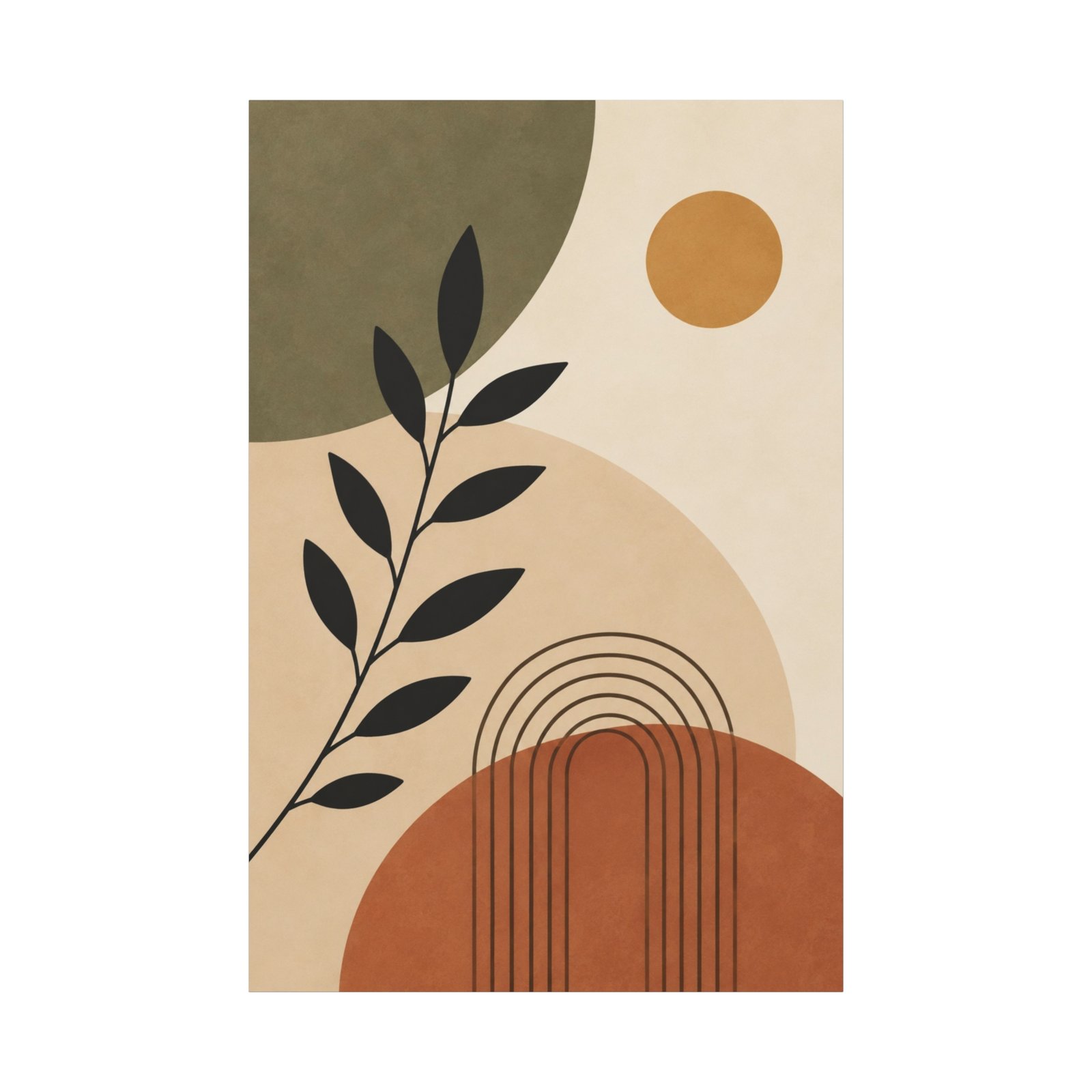 Abstract Earth-Tone Canvas Wall Art – Minimal Botanical Modern Print - Image 2