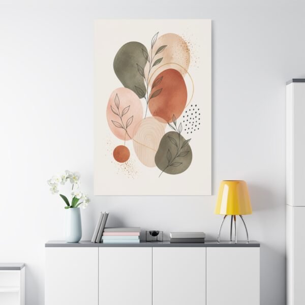 Abstract Botanical Canvas Wall Art – Earth Tone Minimalist Stretched Canvas - Image 1