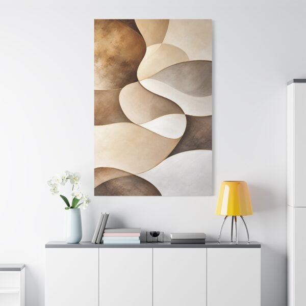 Abstract Neutral Tones Canvas Wall Art — Organic Wave Shapes - Image 1