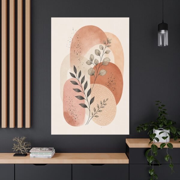 Botanical Abstract Canvas Wall Art — Terracotta Watercolor Leaves - Image 4