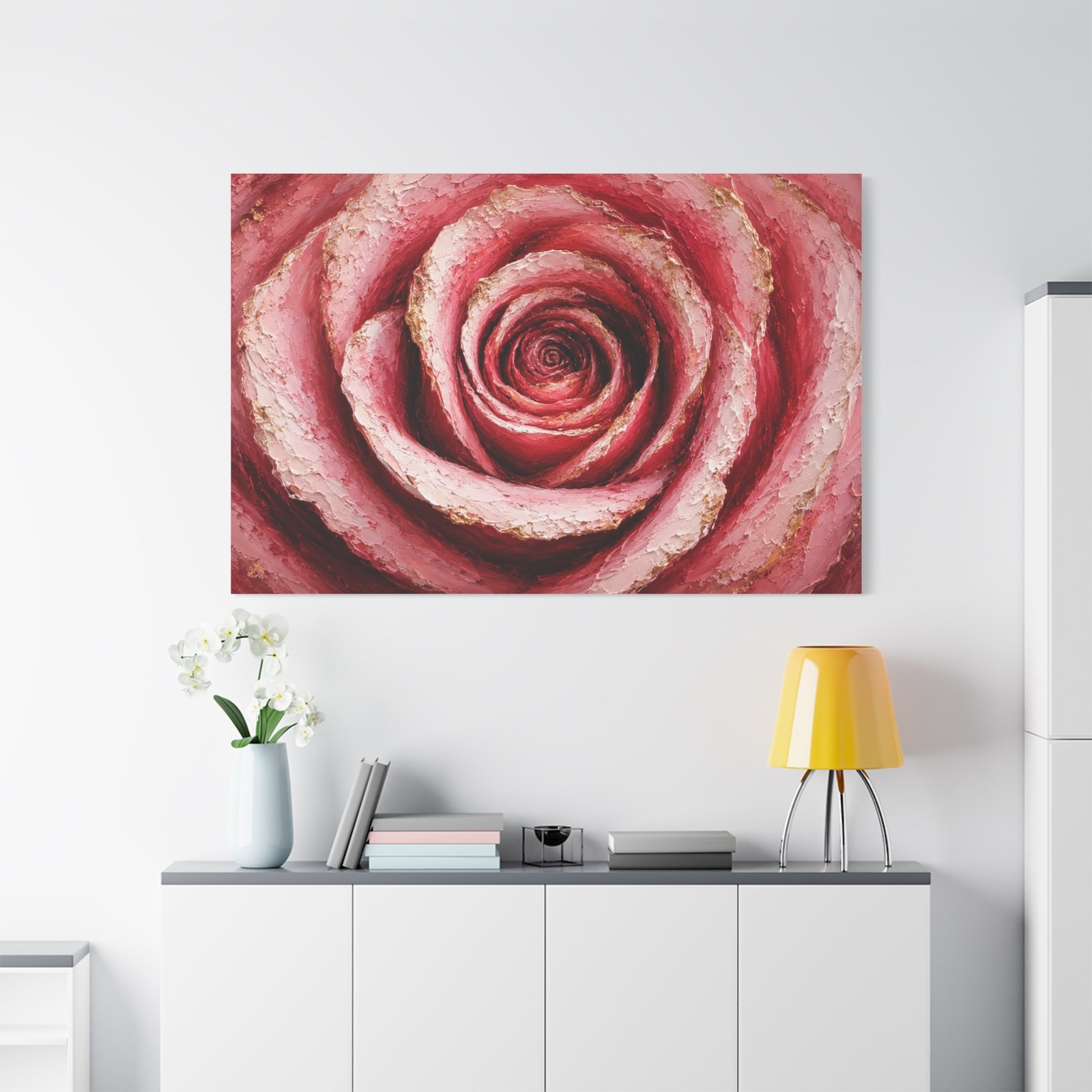 Pink Rose Canvas Wall Art – Stretched Matte Floral Canvas Print - Image 1