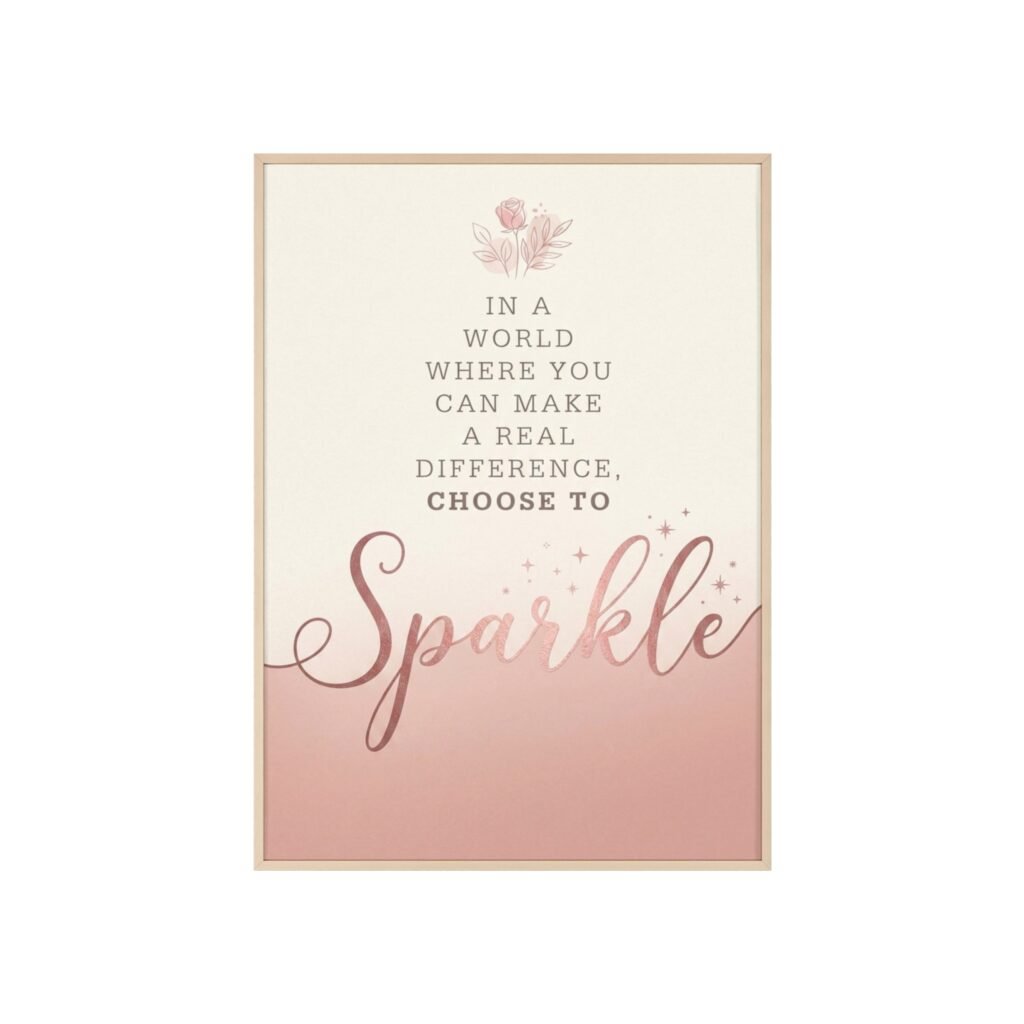 Sparkle Inspirational Poster with Wooden Frame — "Choose to Sparkle" Wall Art