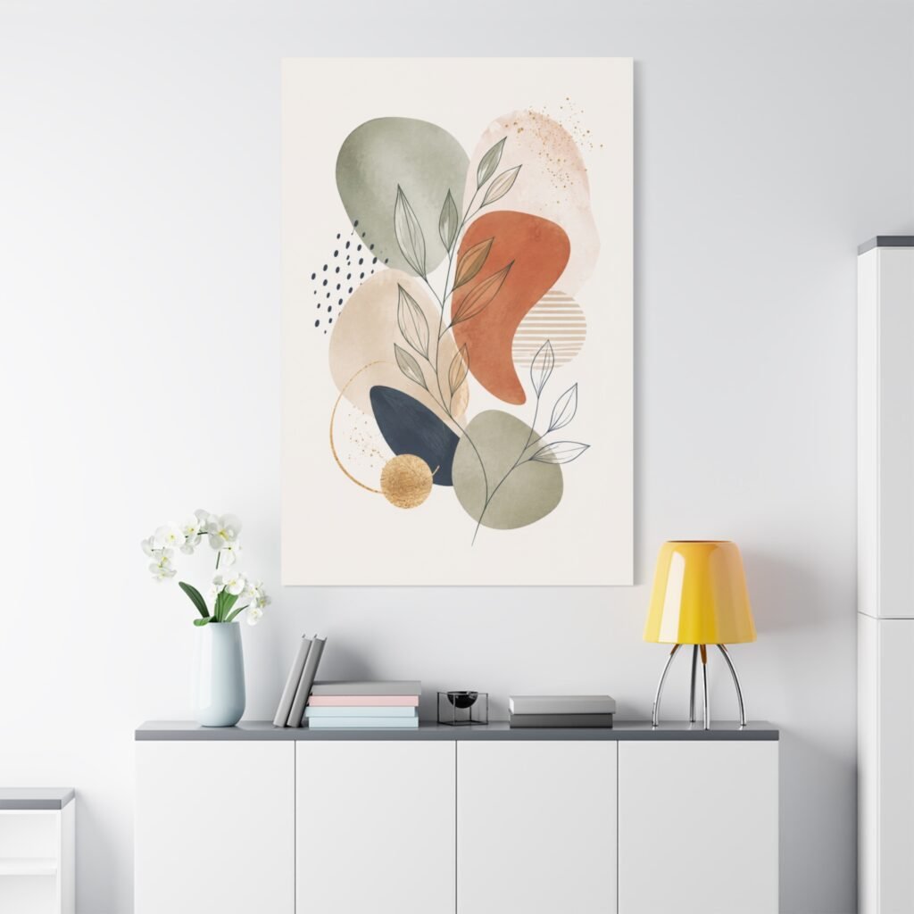 Abstract Botanical Canvas Wall Art – Earth Tones Matte Stretched Print