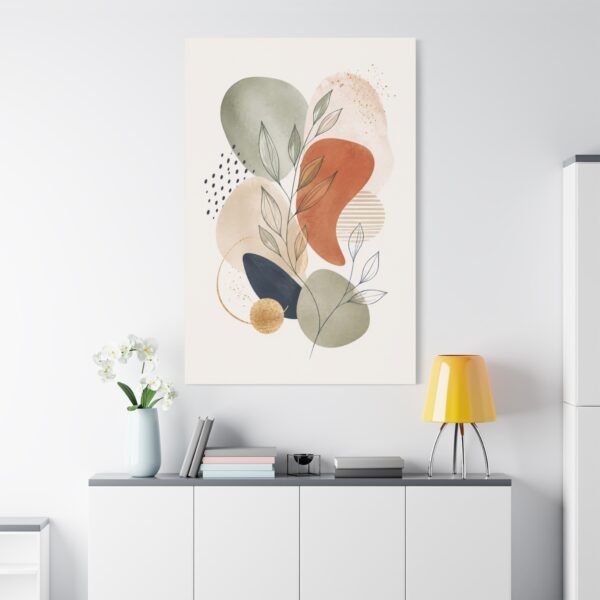 Abstract Botanical Canvas Wall Art – Earth Tones Matte Stretched Print - Image 1