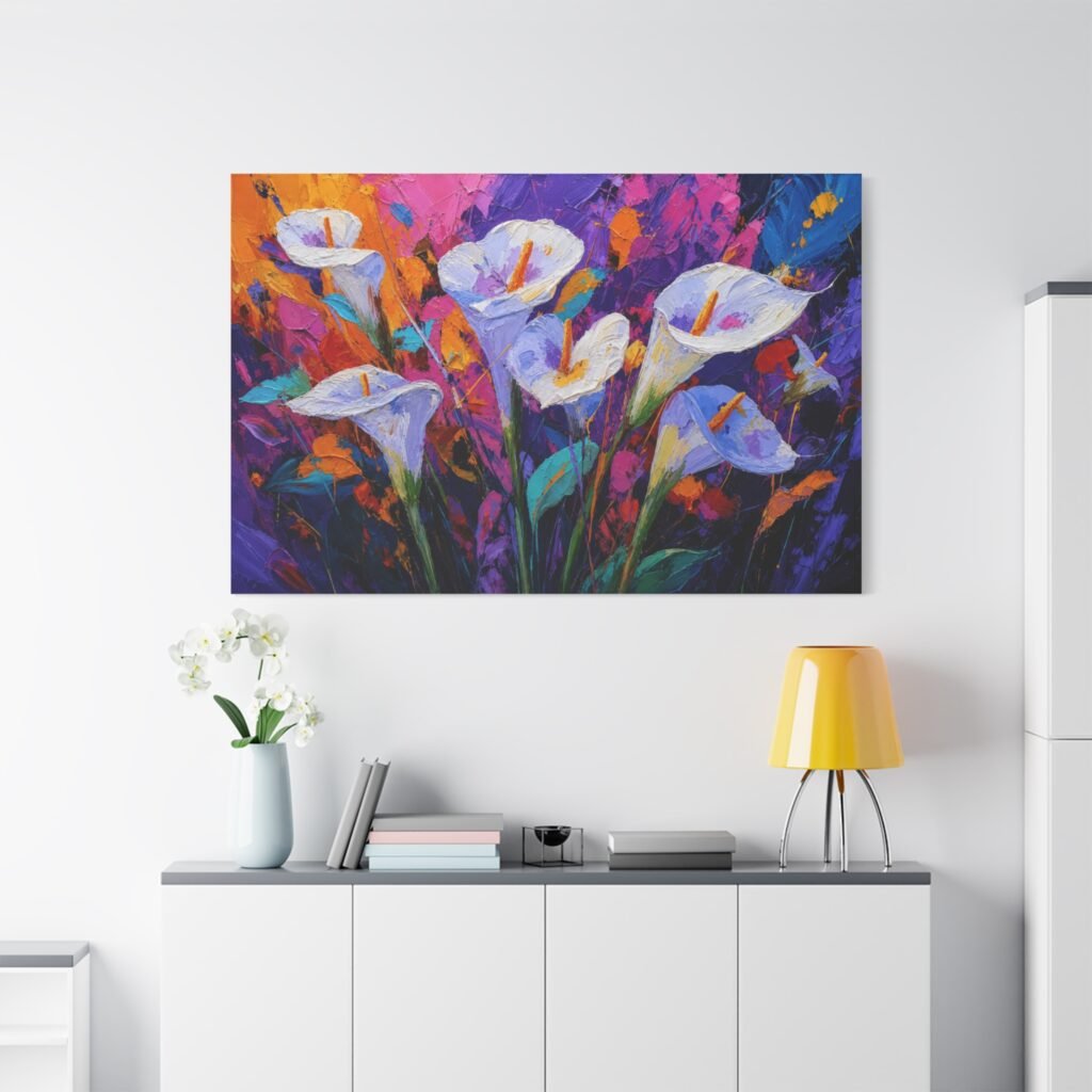 Colorful Calla Lily Floral Canvas Wall Art — Matte Stretched 1.25"