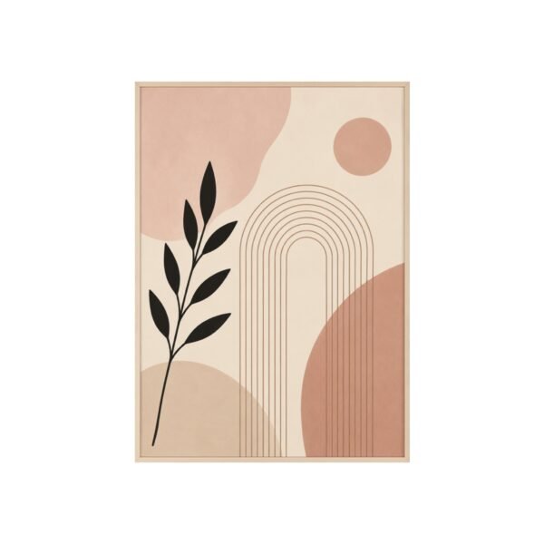 Abstract Boho Arch Poster with Wooden Frame — Minimalist Earth-Tone Wall Art - Image 1