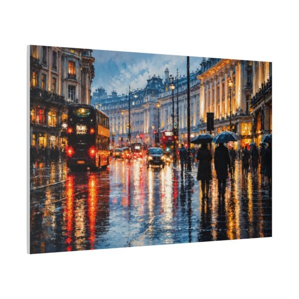 London Rain Street Scene Matte Stretched Canvas (1.25") - Image 2