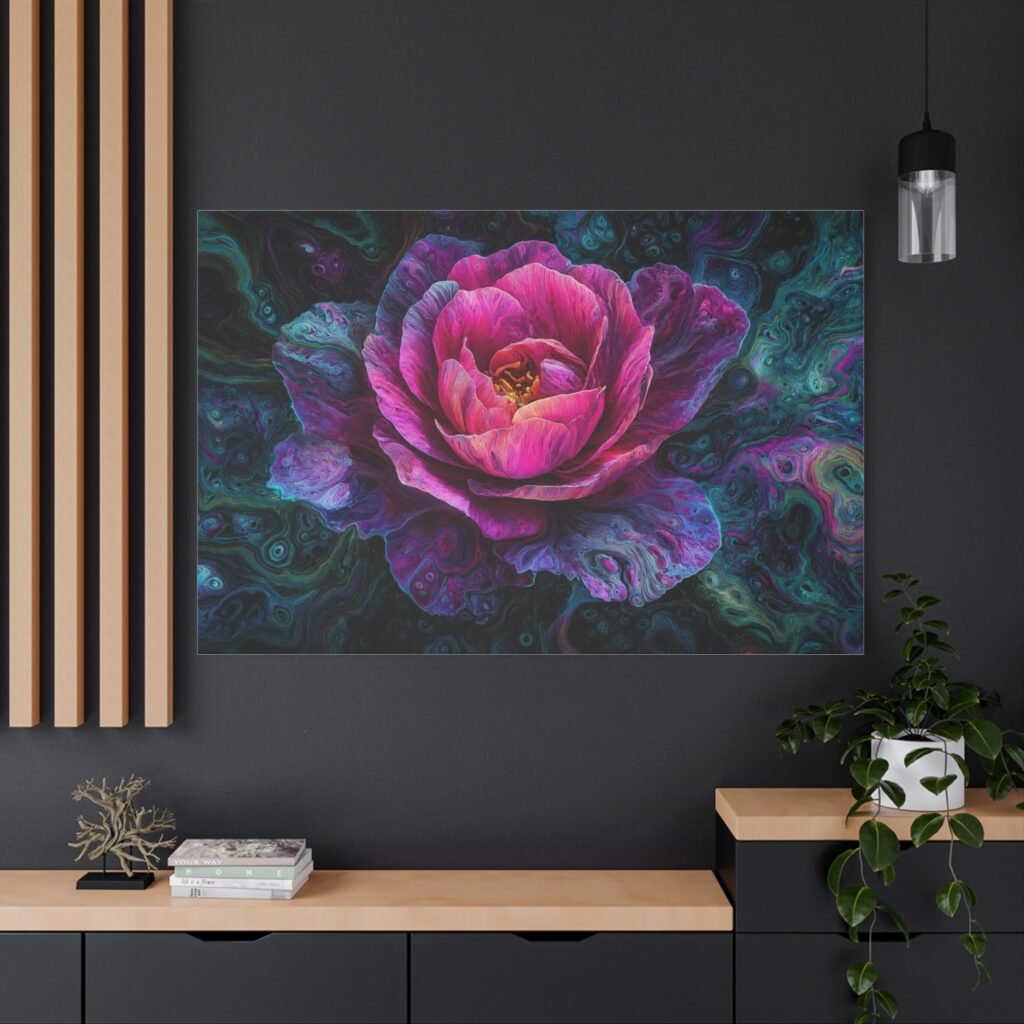 Floral Galaxy Canvas — Pink Peony Matte Stretched Wall Art