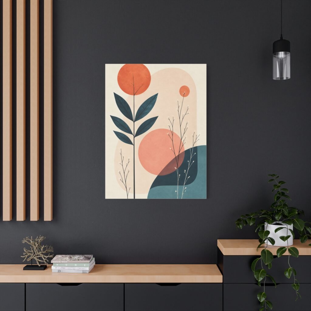 Abstract Botanical Canvas Wall Art — Modern Minimal Floral Print, Matte Stretched 1.25"