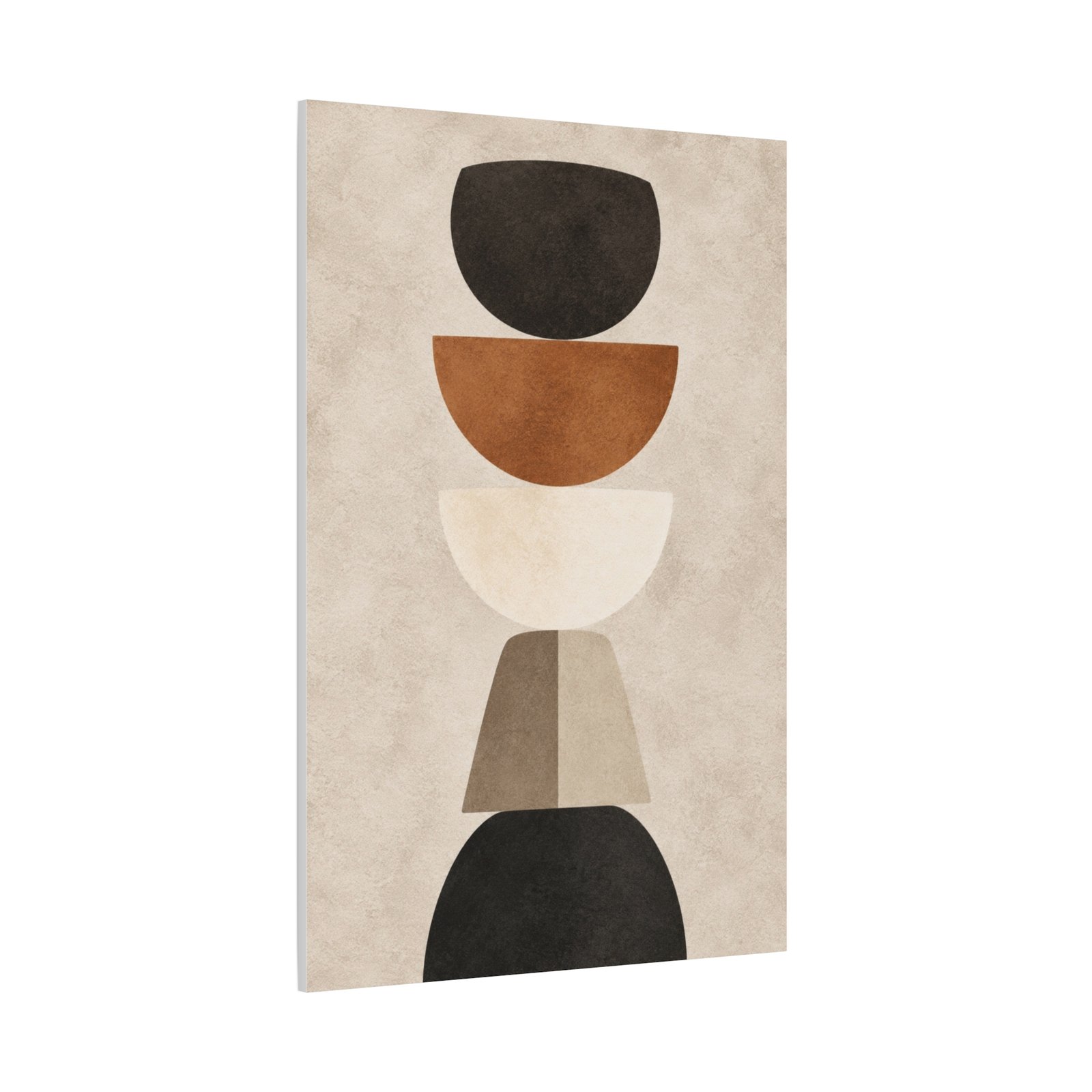 Abstract Earth Tone Stacked Shapes Canvas - Image 3