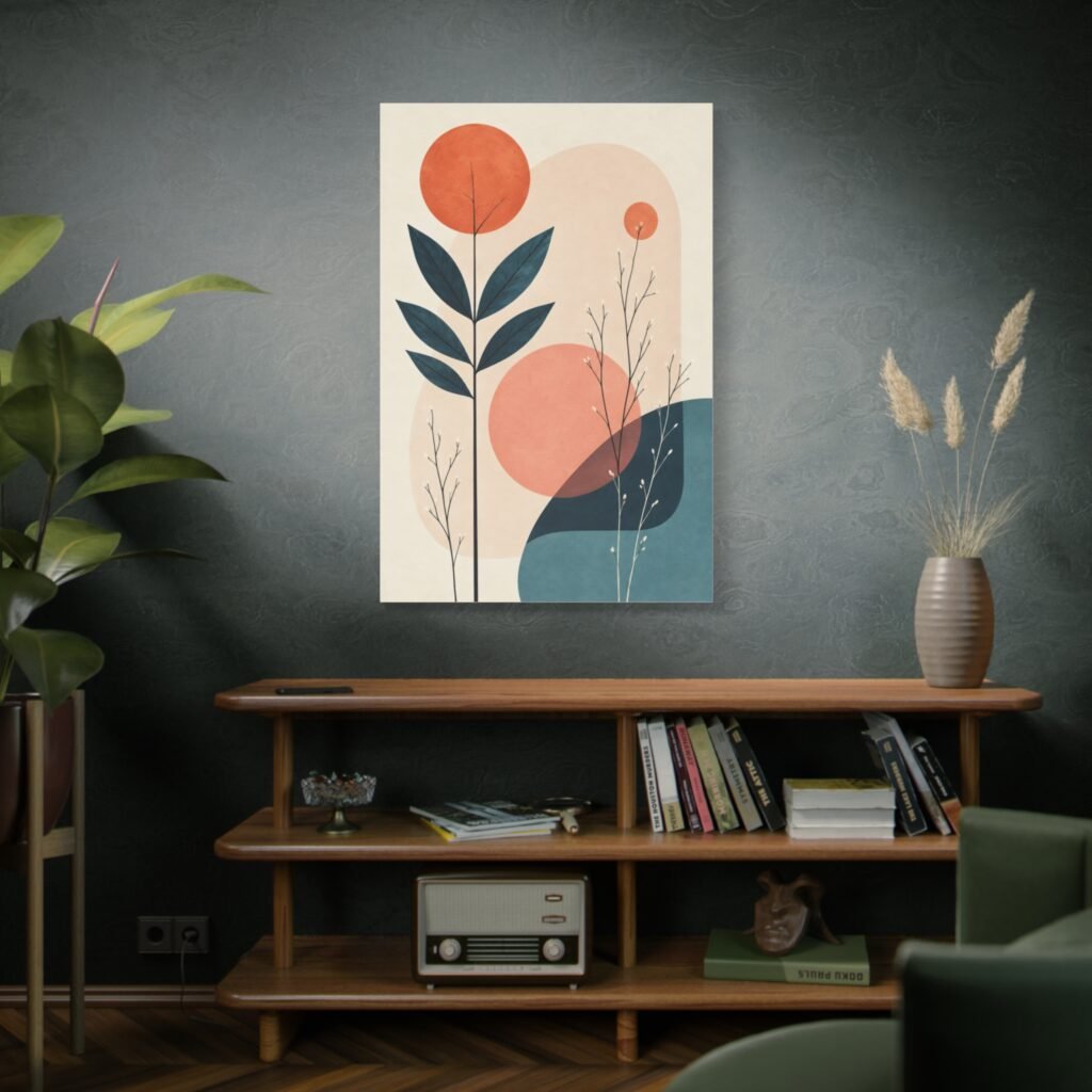 Abstract Botanical Canvas Wall Art — Modern Minimal Floral Print, Matte Stretched 1.25"