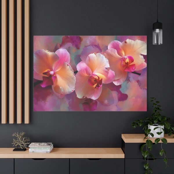 Orchid Bloom Matte Canvas Wall Art — Pink Peach Floral Stretched Canvas - Image 4
