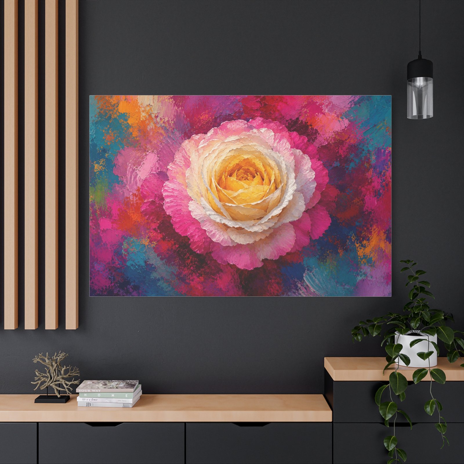 Vibrant Rose Floral Canvas Wall Art — Colorful Stretched Matte Print - Image 4