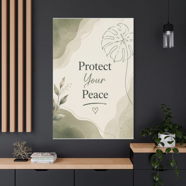 Protect Your Peace Matte Canvas Wall Art — Botanical Self-Care Quote - Image 4