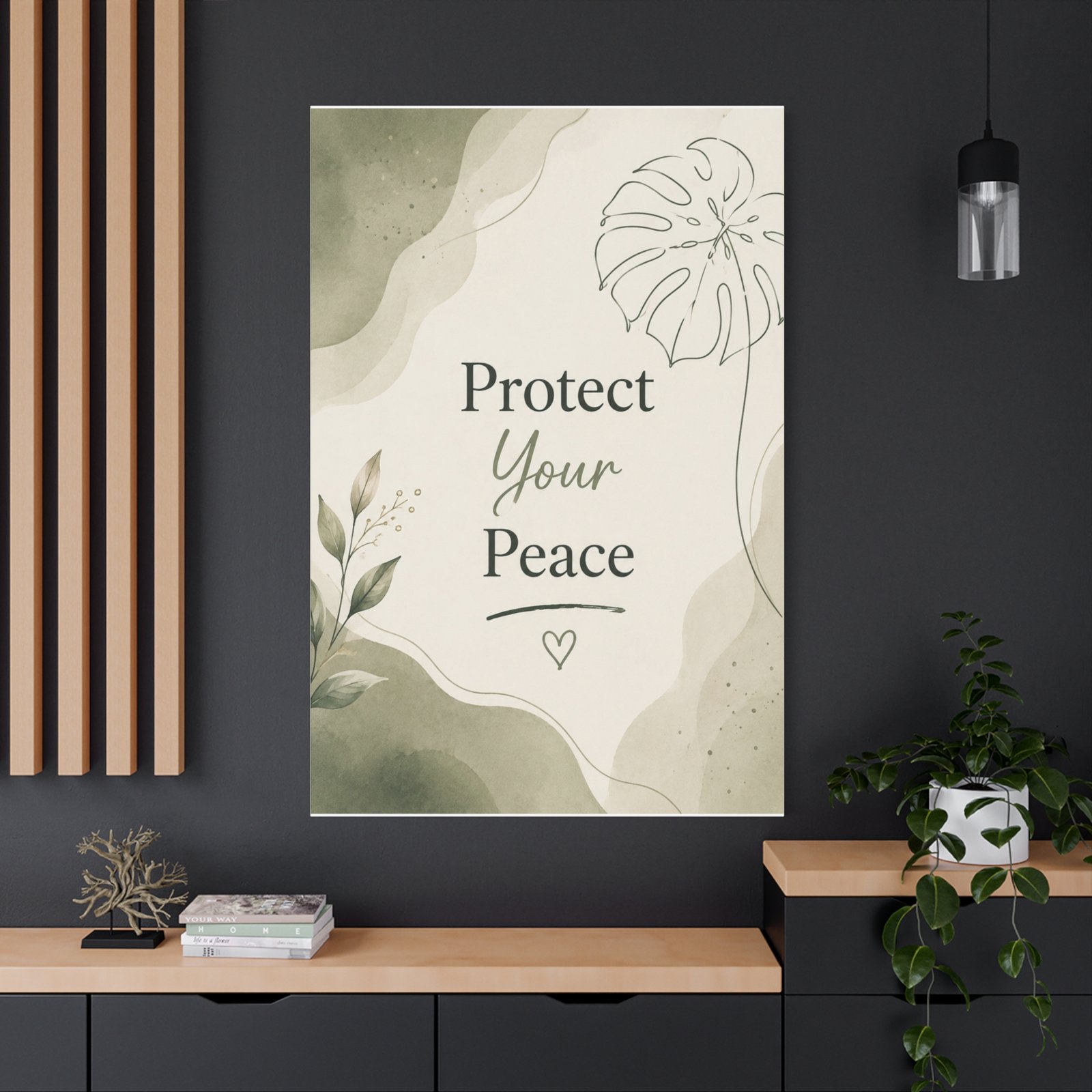 Protect Your Peace Matte Canvas Wall Art — Botanical Self-Care Quote - Image 4