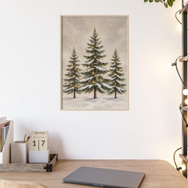 Framed Winter Pines Poster — Snowy Christmas Tree Wall Art - Image 2