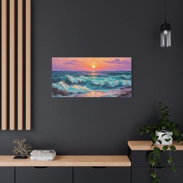 Sunset Ocean Waves Matte Canvas Print — Seaside Beach Wall Art - Image 32