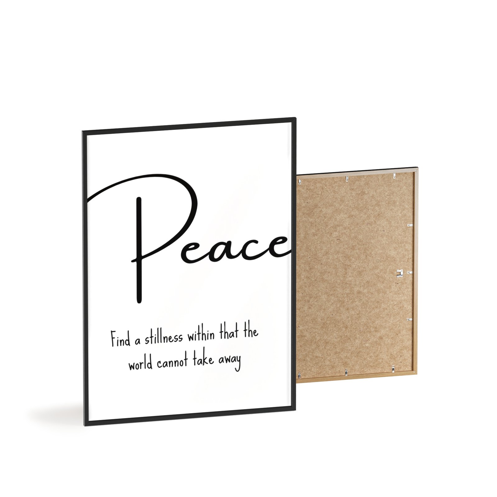 Peace Wooden Frame Poster — Minimalist Inspirational Wall Art with Quote - Image 4