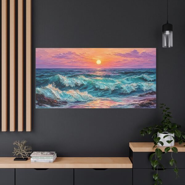 Sunset Ocean Waves Matte Canvas Print — Seaside Beach Wall Art - Image 52