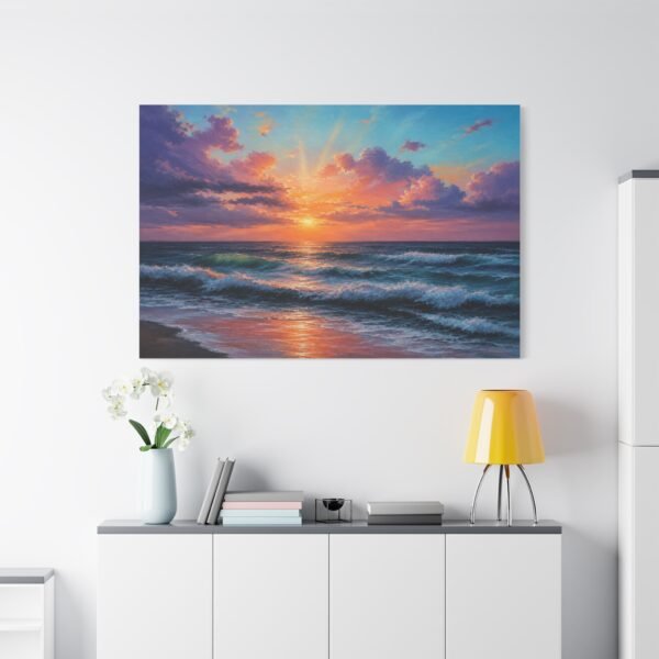 Seascape Sunset Matte Canvas Print — Stretched Beach Wall Art - Image 3