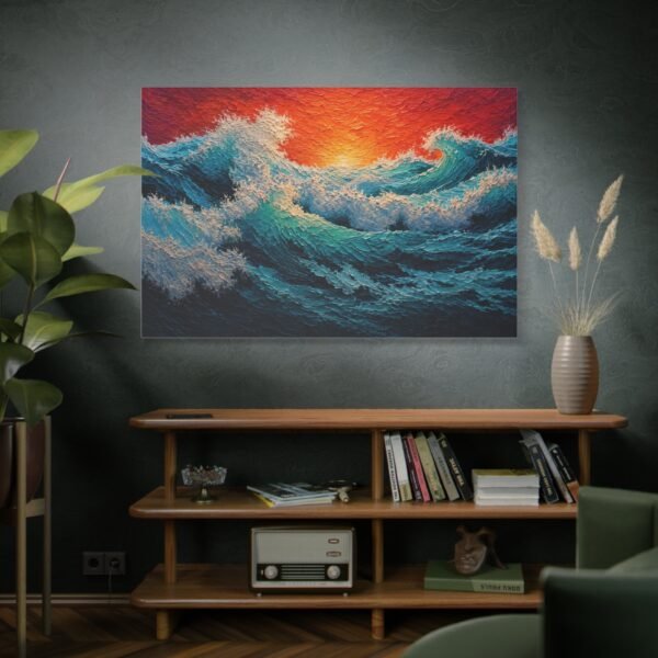 Sunset Ocean Waves Matte Canvas Wall Art (Stretched) - Image 5