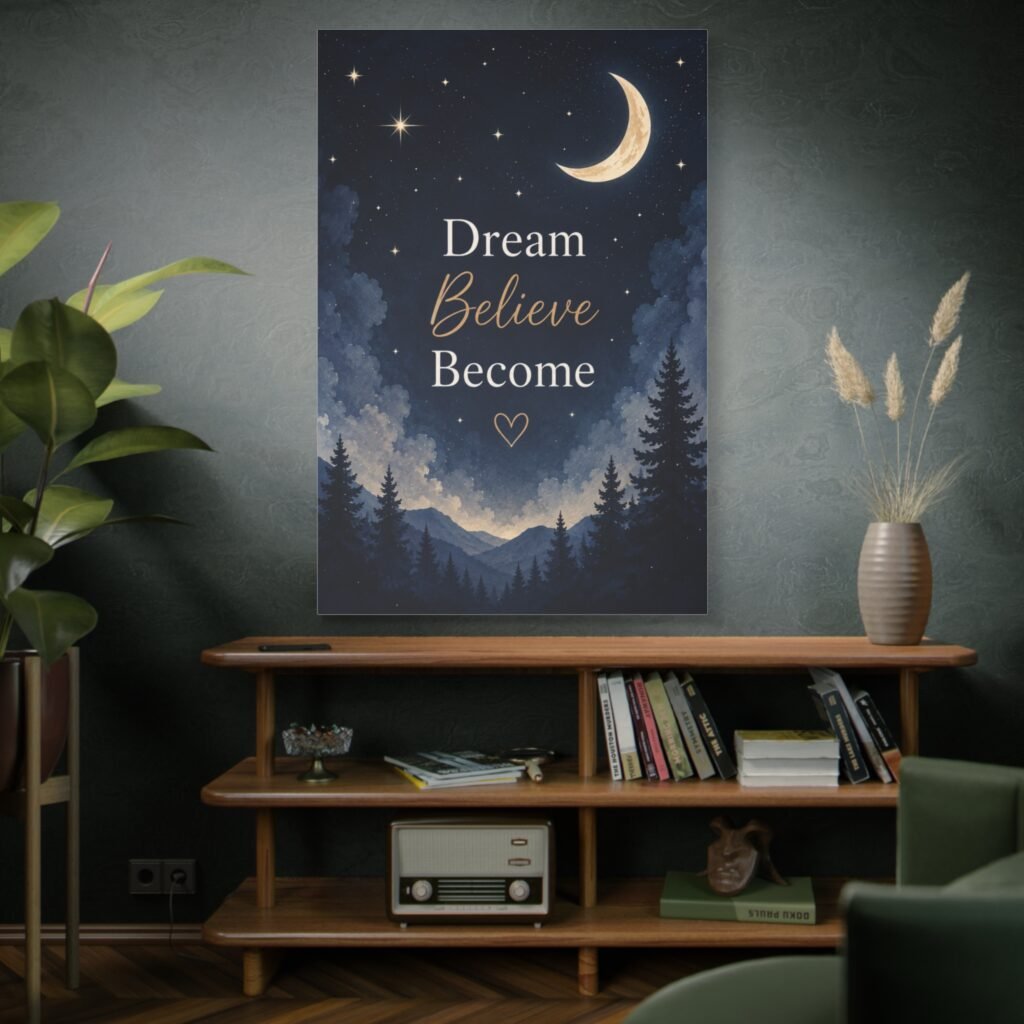 Dream Believe Become Night Sky Canvas