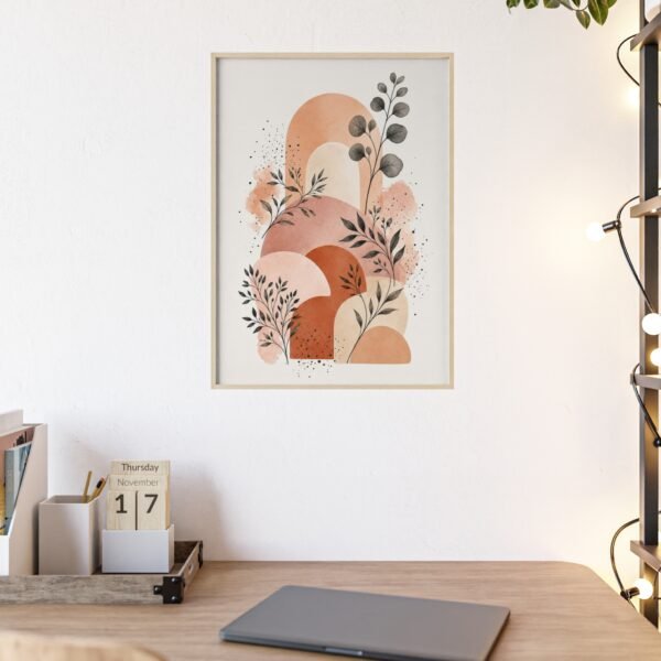 Boho Abstract Poster with Wooden Frame — Terracotta Arch Wall Art - Image 2