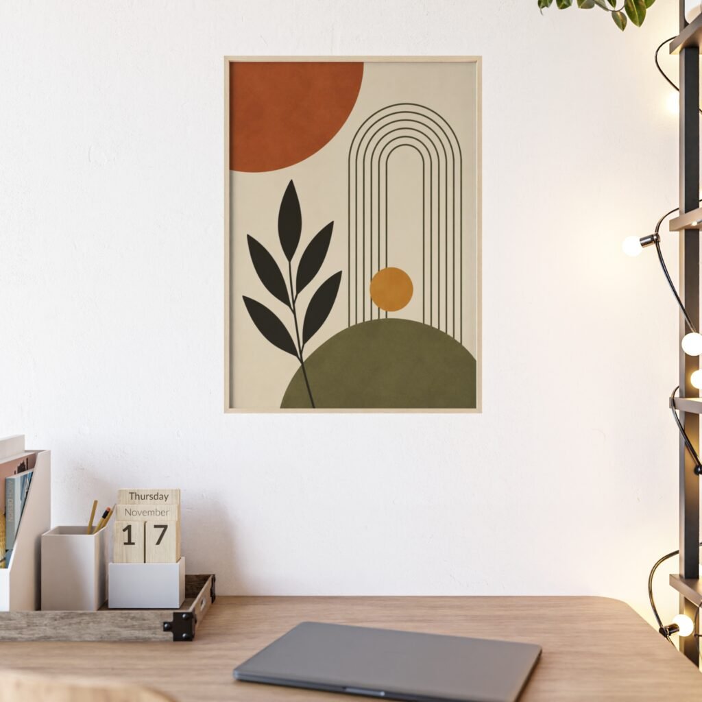 Mid-Century Abstract Framed Poster —Boho Wall Art
