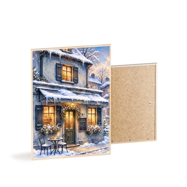 Winter Cottage Snowy Street Poster with Wooden Frame — Cozy Holiday Wall Art - Image 4