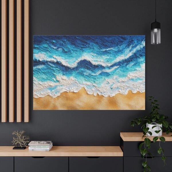 Coastal Waves Matte Canvas Wall Art — Stretched Beach Ocean Print - Image 4