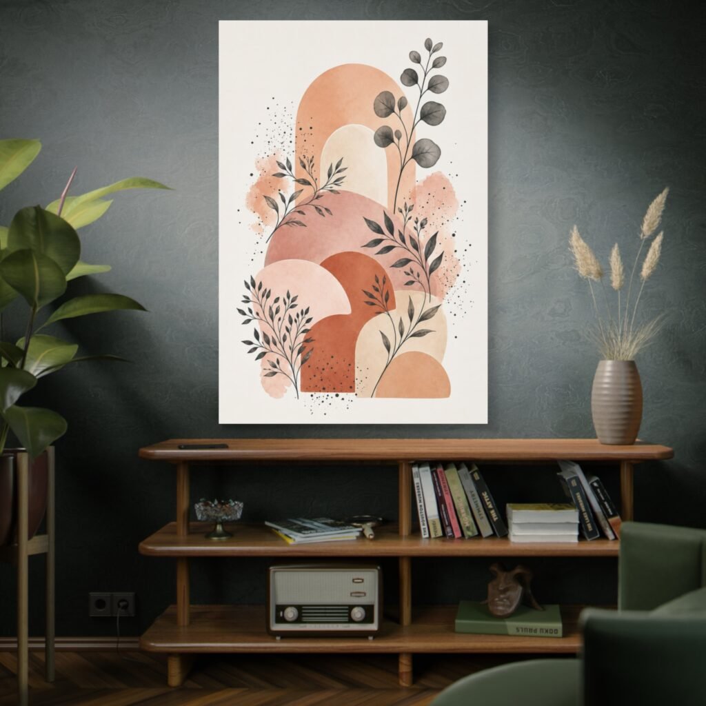 Abstract Terracotta Arch Botanical Canvas