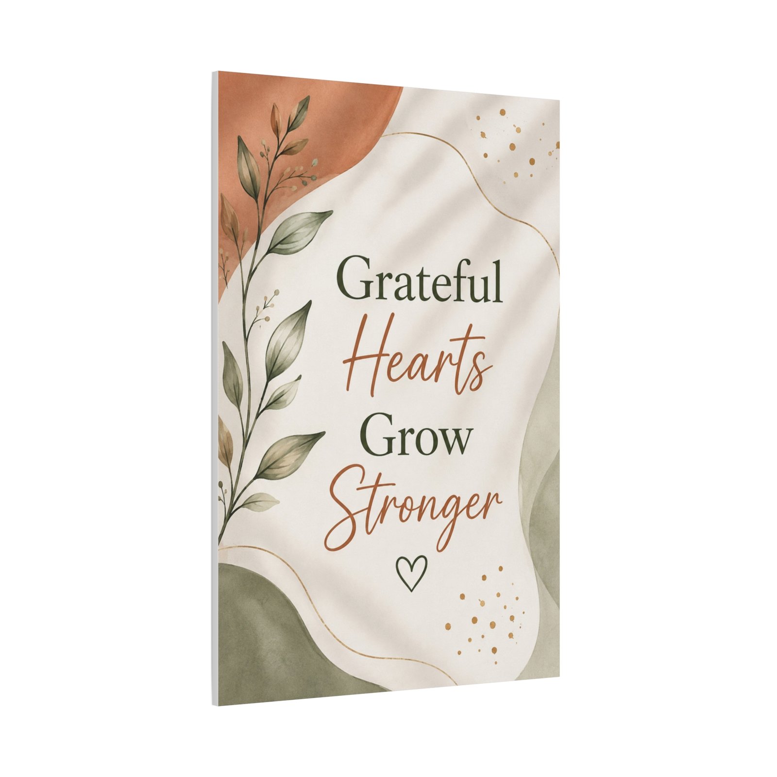 Grateful Hearts Grow Stronger Canvas Wall Art — Inspirational Botanical Quote - Image 3