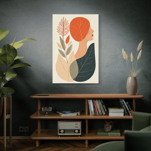Abstract Woman & Leaves Matte Canvas Art – Stretched Wall Print - Image 5