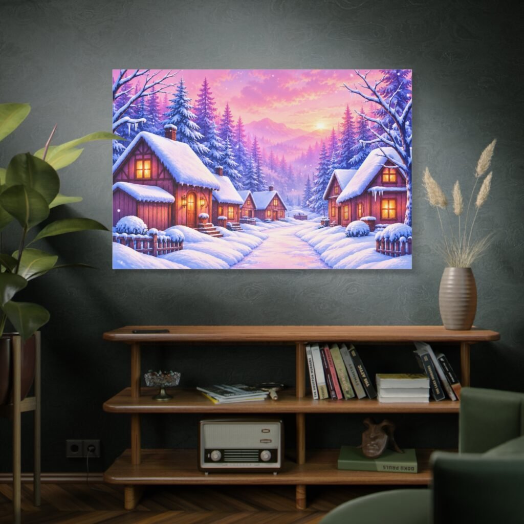 Cozy Winter Cabin Matte Canvas Wall Art — Stretched 1.25"