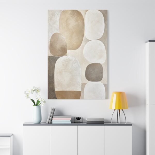 Neutral Abstract Canvas Wall Art — Earth Tone Organic Shapes, Matte Stretched Canvas - Image 1