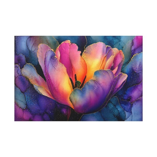 Vibrant Glowing Flower wallArt - Stretched Matte Floral Canvas Print - Image 2