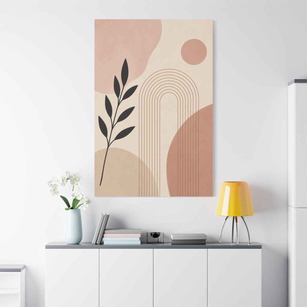 Abstract Earth Tone Canvas Wall Art — Minimal Botanical Rainbow Print