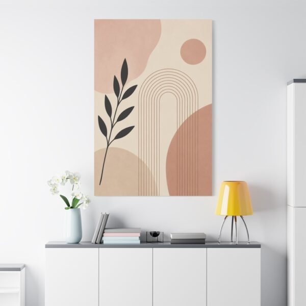 Abstract Earth Tone Canvas Wall Art — Minimal Botanical Rainbow Print - Image 1