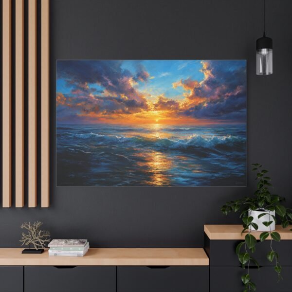 Ocean Sunset Canvas Print — Dramatic Seascape Matte Stretched Wall Art - Image 4