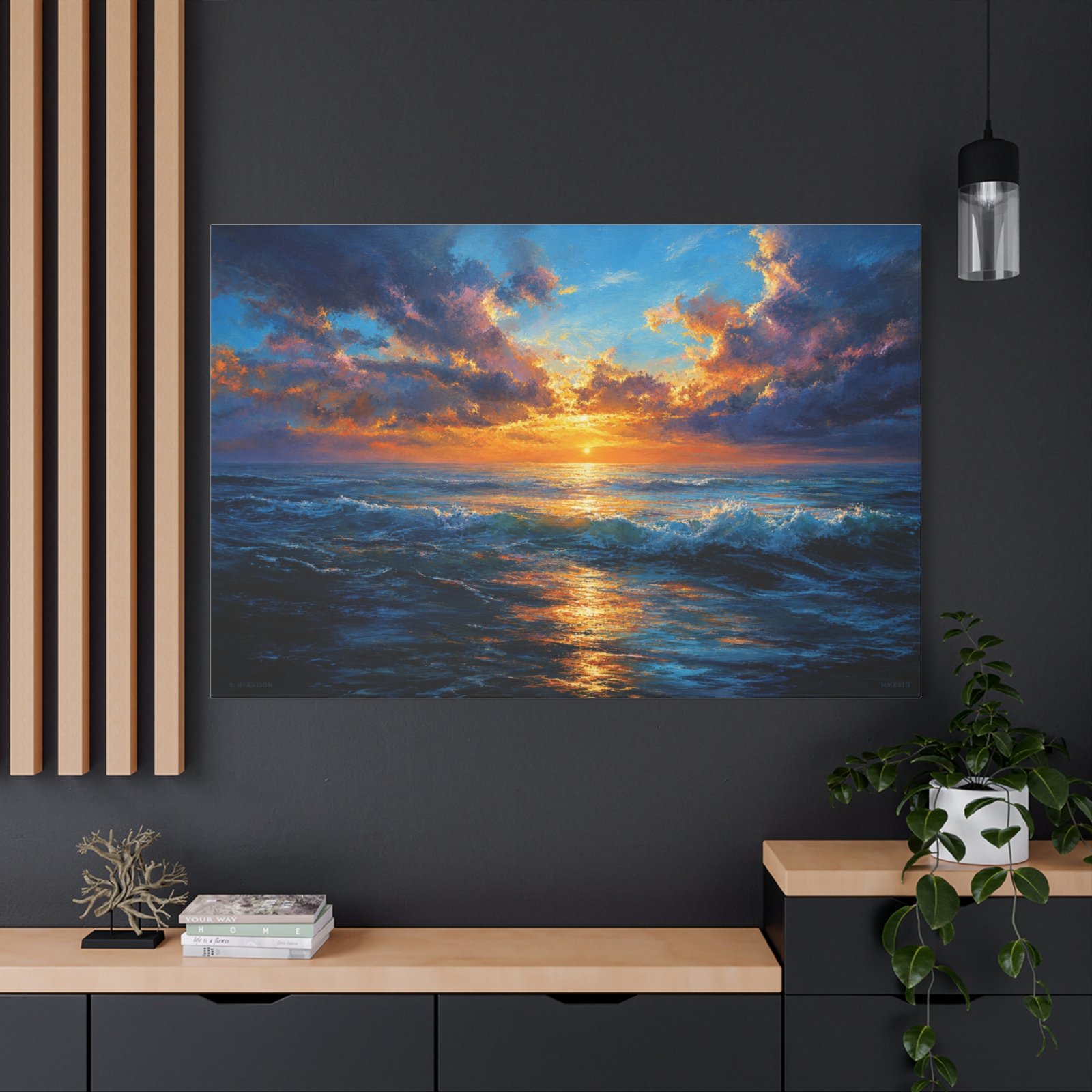 Ocean Sunset Canvas Print — Dramatic Seascape Matte Stretched Wall Art - Image 4