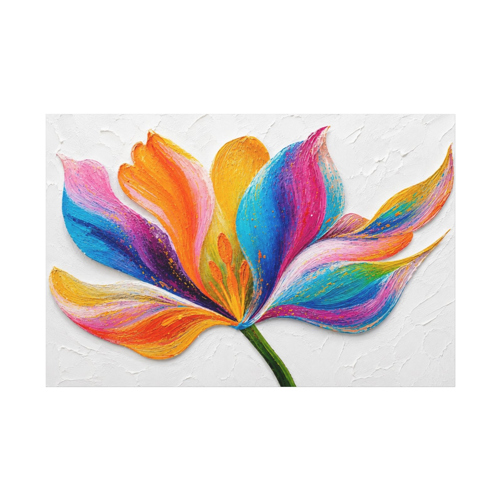 Colorful Floral Canvas Wall Art — Vibrant Rainbow Petal Painting on Matte Stretched Canvas - Image 2