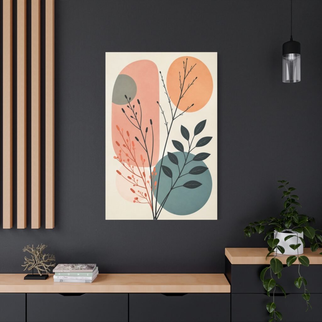 Abstract Botanical Canvas Wall Art — Midcentury Modern Plant Print