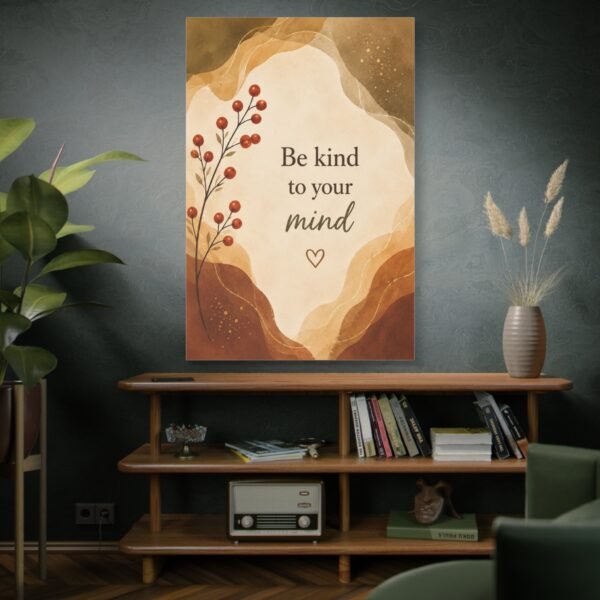 Be Kind to Your Mind Matte Canvas Wall Art — Inspirational Mental Health Quote - Image 5