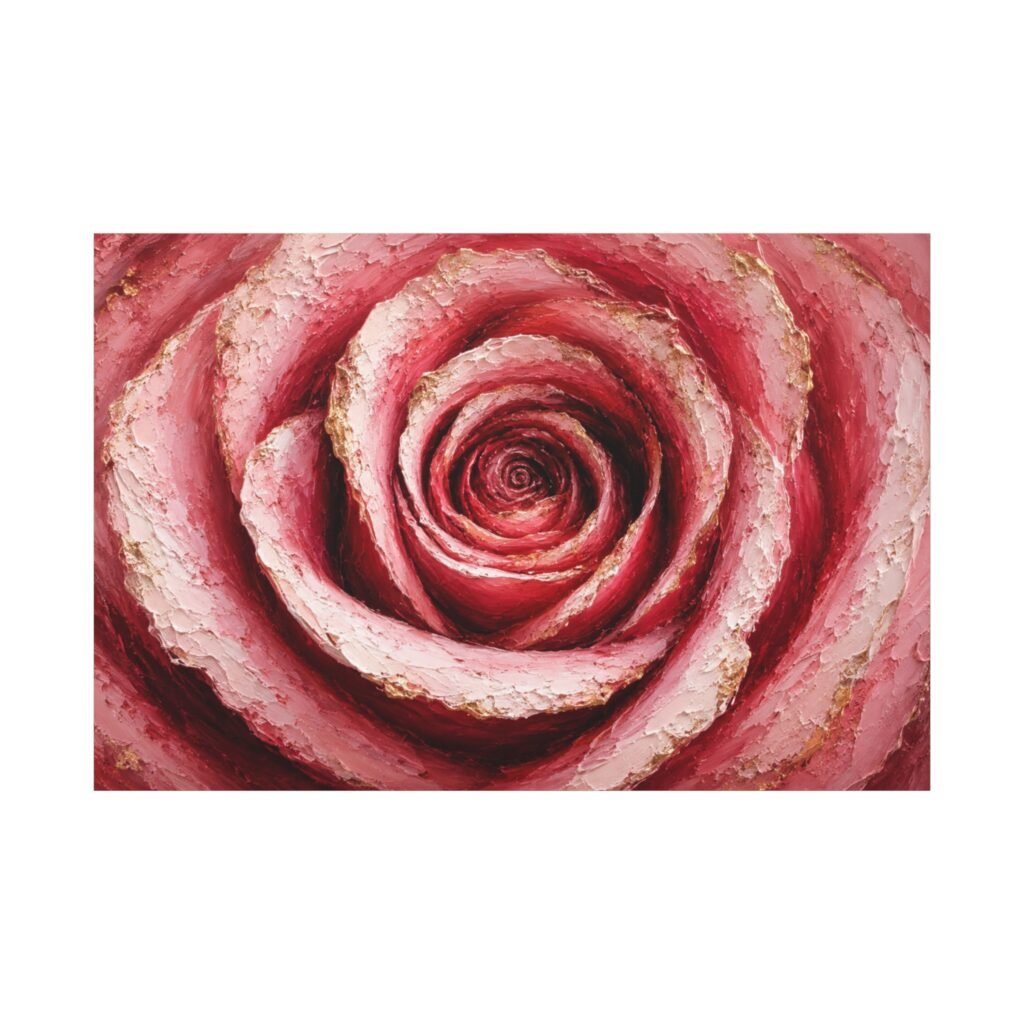 Pink Rose Canvas Wall Art – Stretched Matte Floral Canvas Print
