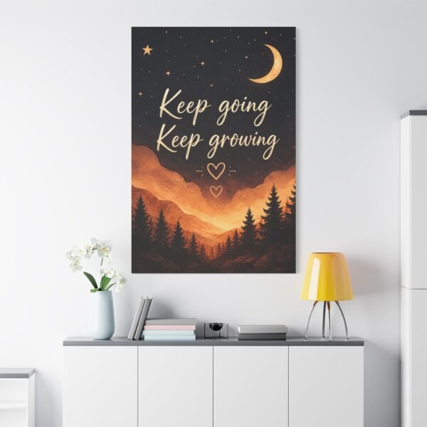 Keep Going Keep Growing Canvas Wall Art — Inspirational Night Sky Landscape - Image 1